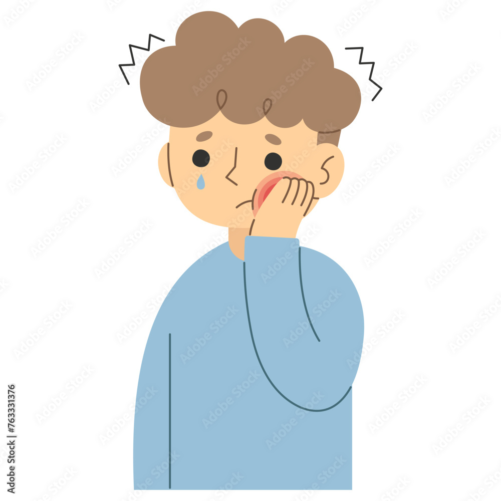 Toothache 2 cute on a white background, vector illustration. Toothache 2 cute on a white background, vector illustration.