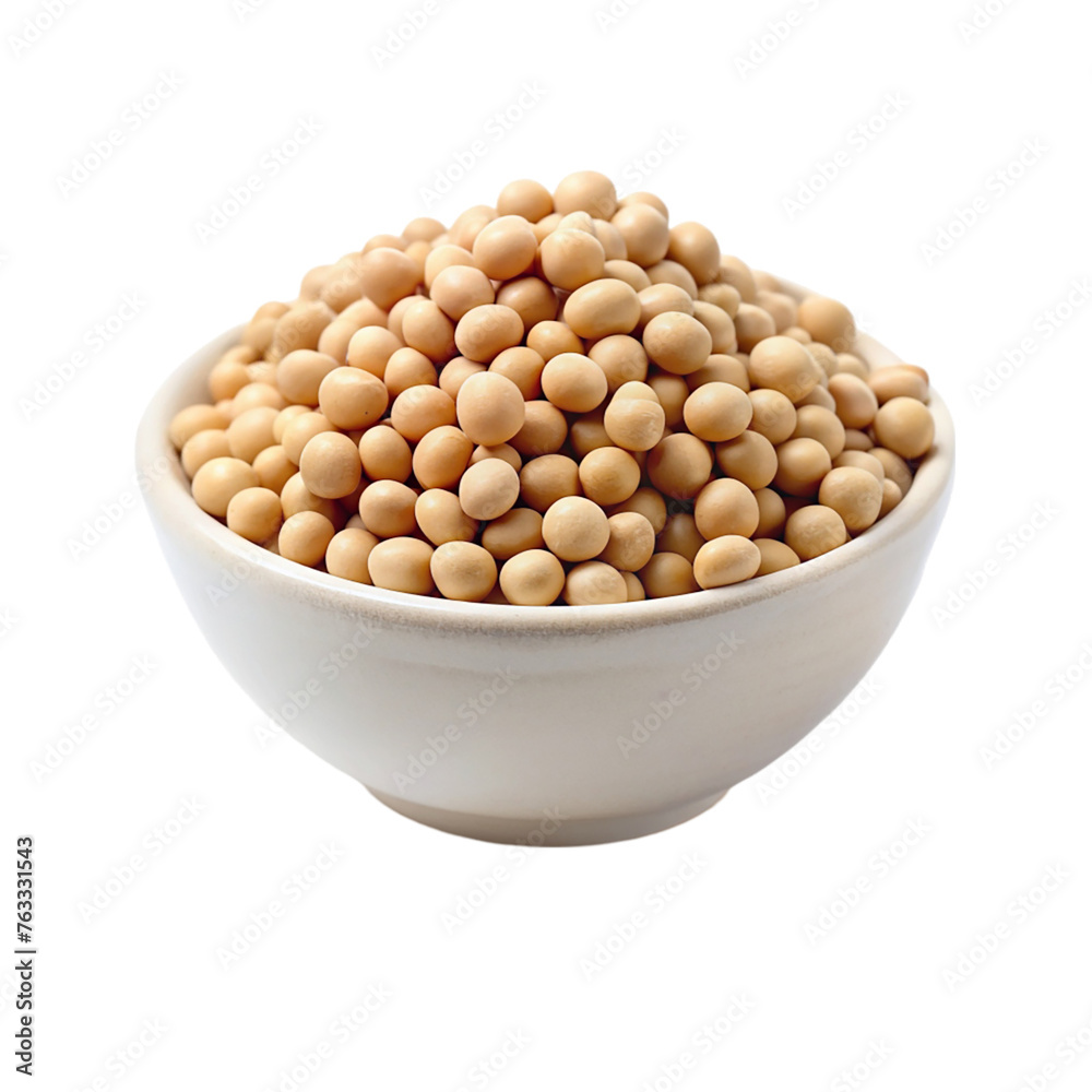 Soy beans in a white bowl. isolated on transparent background. Soy beans in a white bowl. isolated on transparent background.