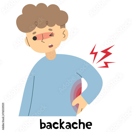 Backache 1 cute on a white background  vector illustration.