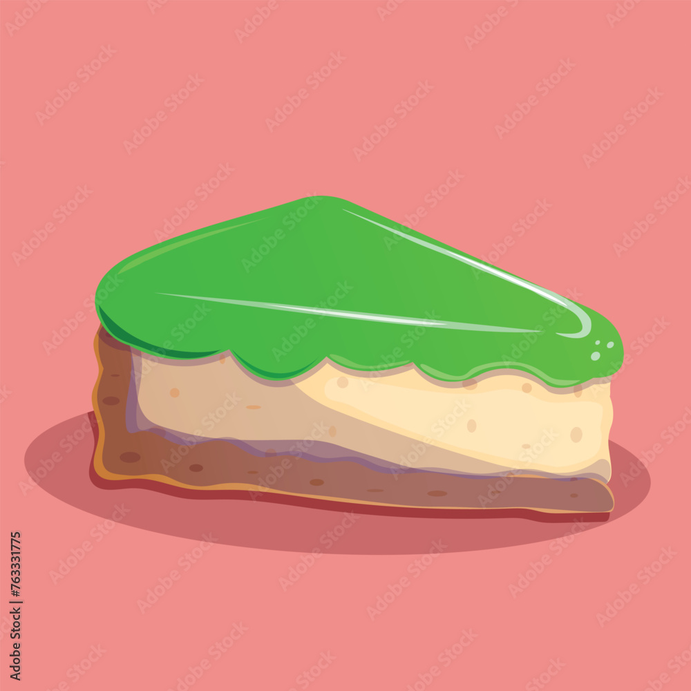 A piece of cheesecake with fruit filling. Cake isolated vector illustration A piece of cheesecake with fruit filling. Cake isolated vector illustration
