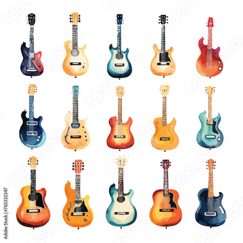 Watercolor Guitars Clipart 