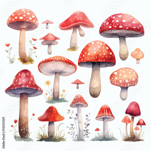 Watercolor Mushroom Fairies Clipart 