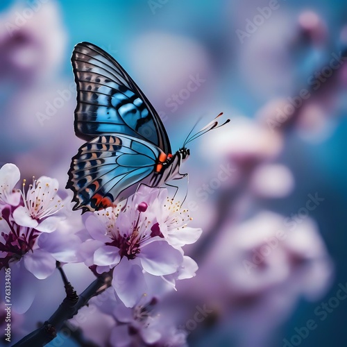 Butterfly’s Delight: Blossoms in the Blue Sky