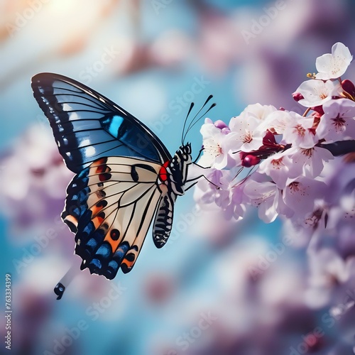 Butterfly’s Delight: Blossoms in the Blue Sky © joe