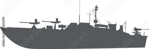 Battleship black silhouette. Navy army force ship