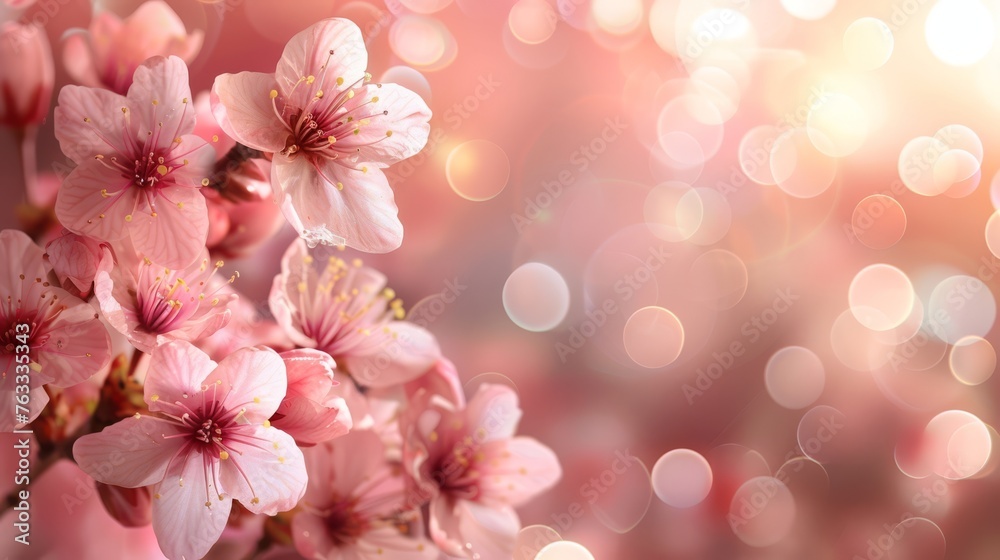 Vibrant pink sakura cherry blossoms in full bloom, representing spring and natural beauty, perfect for seasonal designs and floral themes.