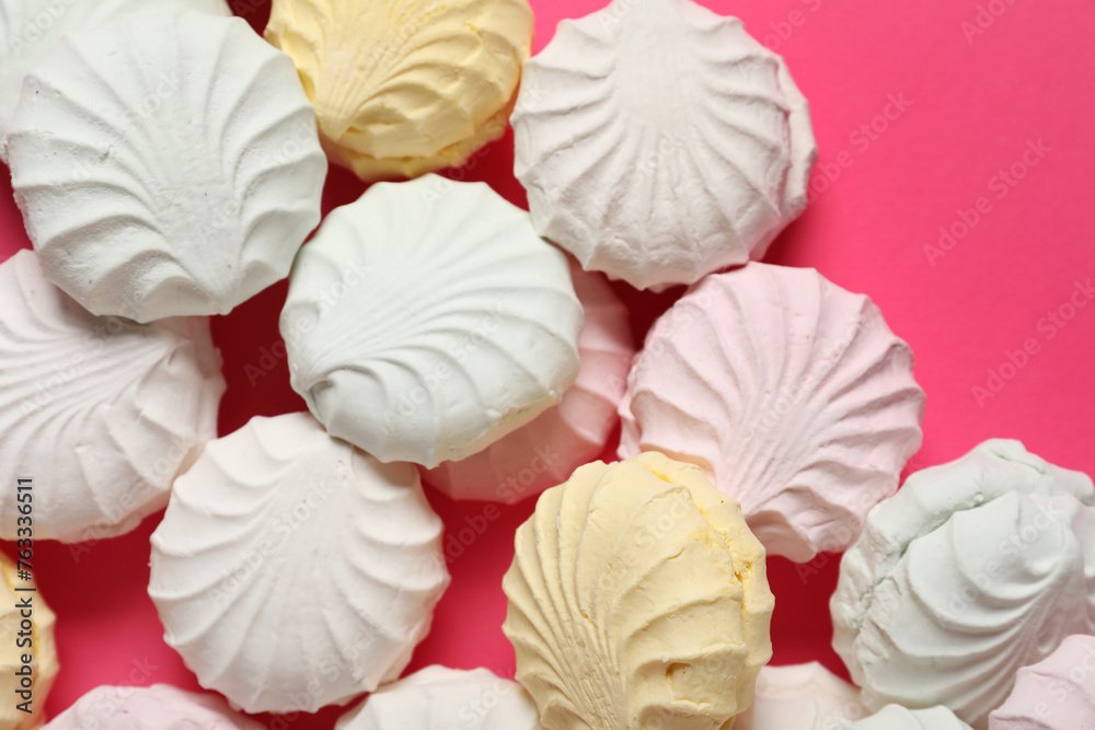 Many sweet zephyr on pink background