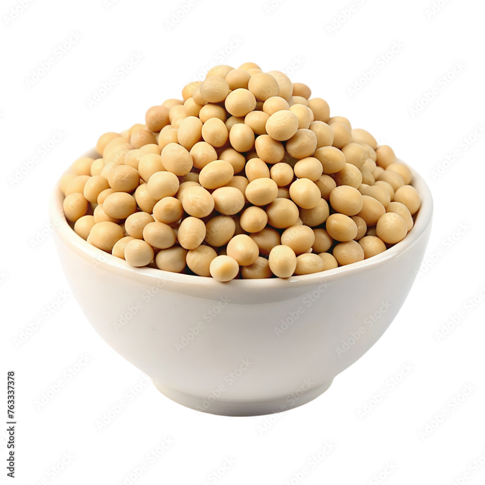 Soy beans in a white bowl. isolated on transparent background. Soy beans in a white bowl. isolated on transparent background.
