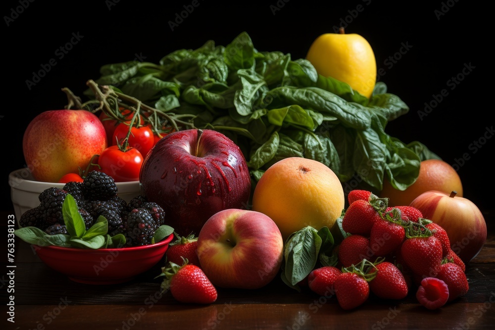 Close-up of a human brain made of fruits and vegetables on a wooden board and a black table Close-up of a human brain made of fruits and vegetables on a wooden board and a black table