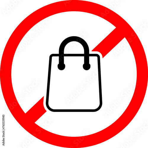 No Shopping Icon. No Bag Vector. forbidden Sign