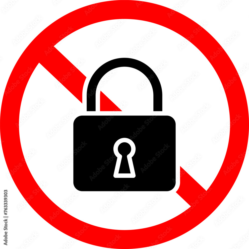 Padlock Forbidden Icon. No Padlock Vector. Padlock Forbidden Icon. No Padlock Vector.