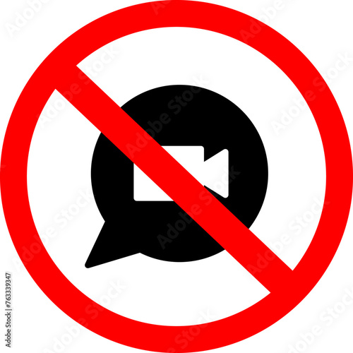 video disable icon. no video camera. ideo call symbol.