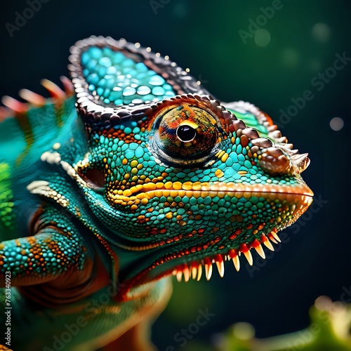 A Vibrant Display: Colorful Chameleon Captured Amidst Nature’s Beauty
