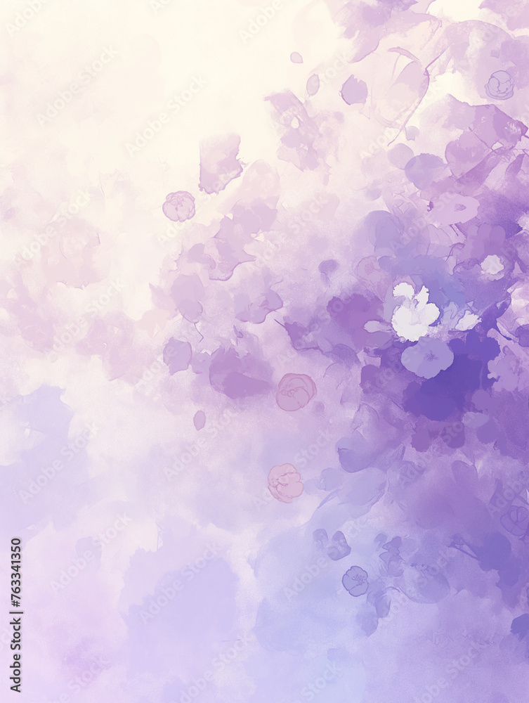 Ethereal watercolor wash in purple shades with loose floral impressions.