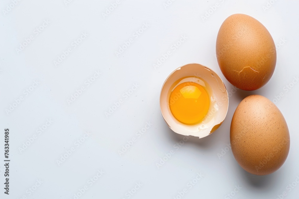 Eggs on white background
