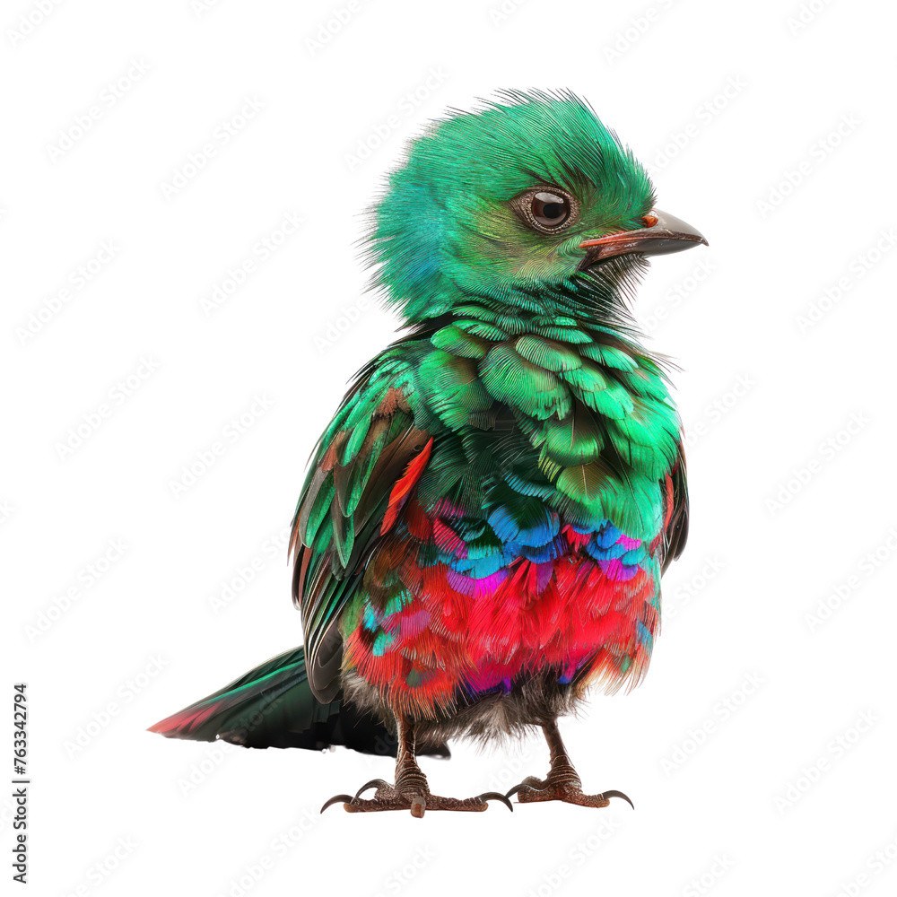 Quetzal bird on isolated transparent background