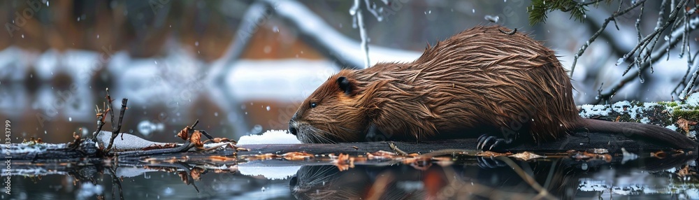 Delve into a world where beavers thrive in a sugary sweet abode during hibernation , digital photography Delve into a world where beavers thrive in a sugary sweet abode during hibernation , digital photography