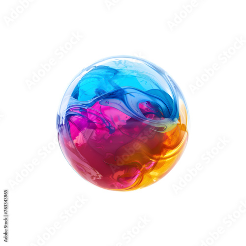 glass sphere ball with a colorful liquid inside of it.