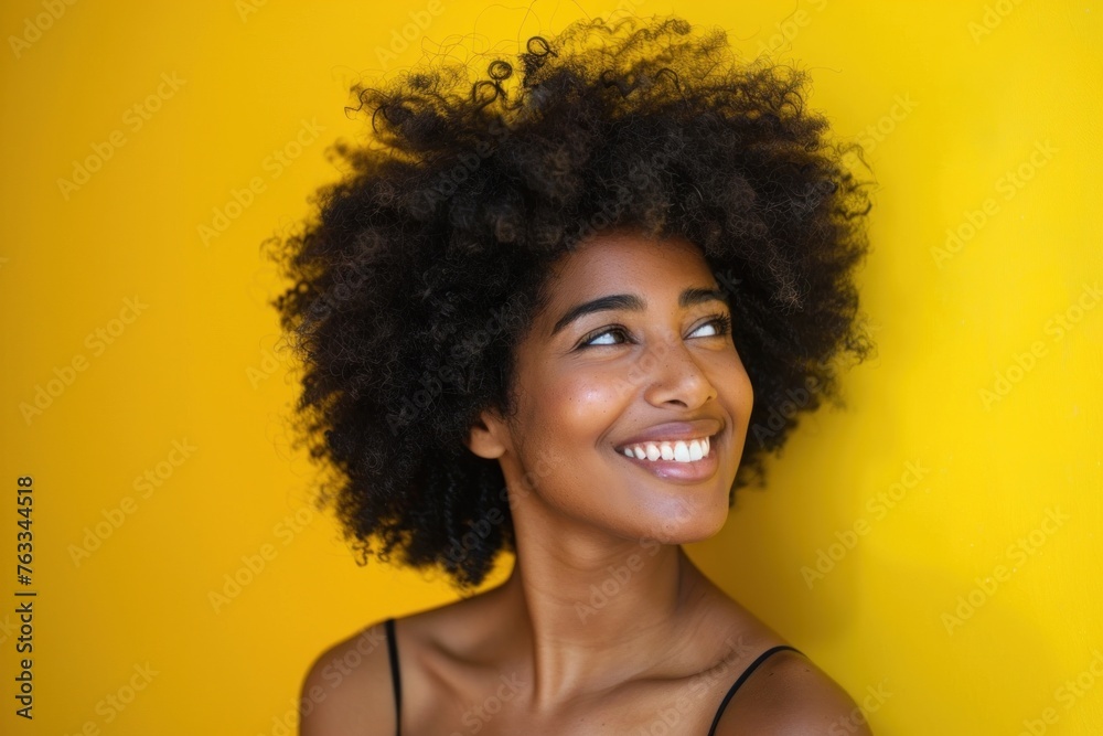 portrait of beautiful smiling black woman with afro hair portrait of beautiful smiling black woman with afro hair