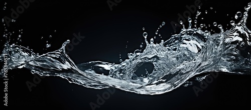 Close up of water wave with black background