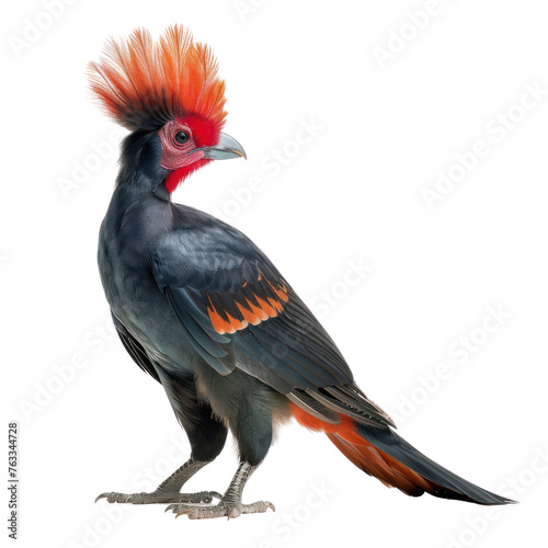 red crested tura bird on isolated transparent background photo