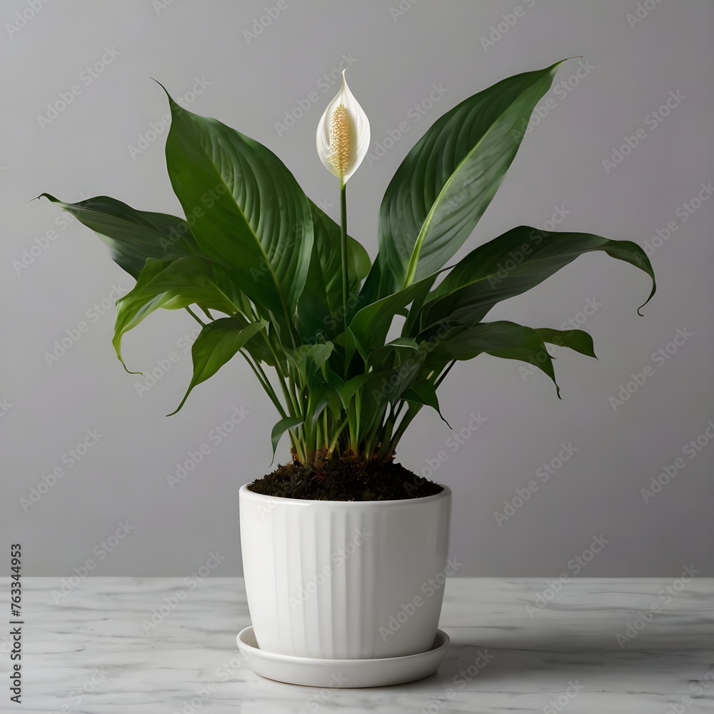 Elegant Peace Lily Plant in a White Ceramic Pot Elegant Peace Lily Plant in a White Ceramic Pot