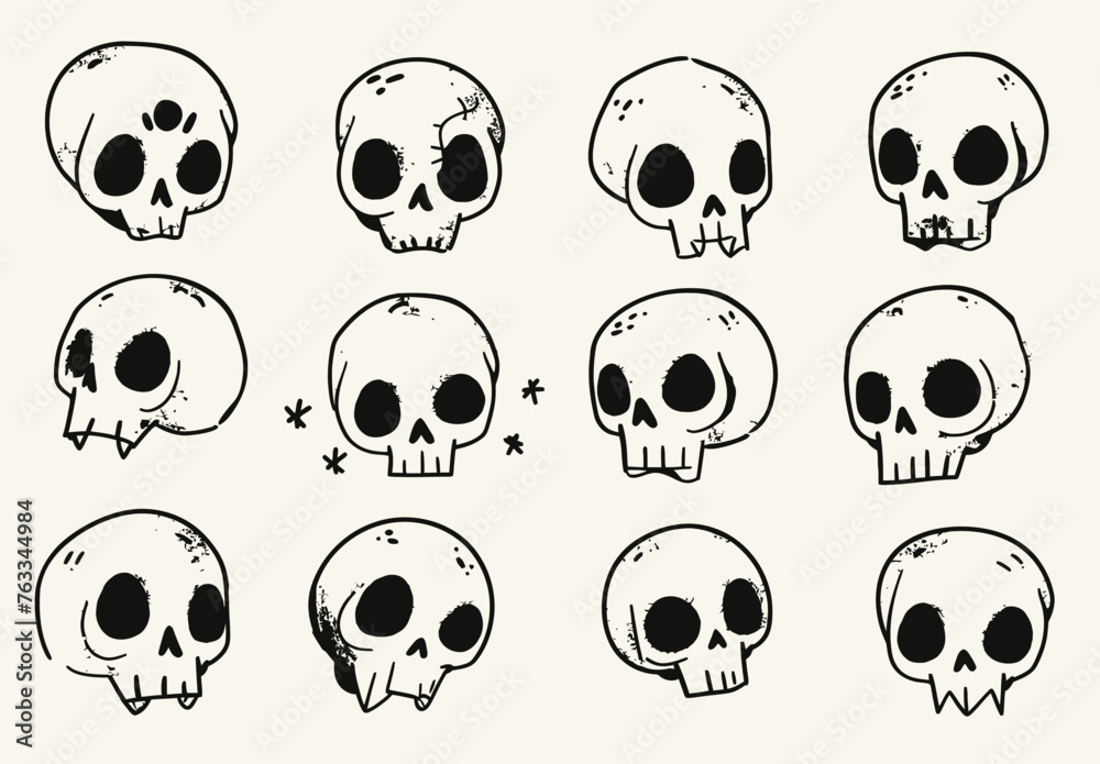 Fototapeta premium set of cute skulls