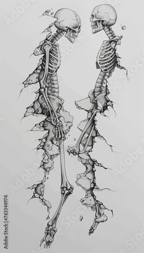 Skeletons Torn Comes From The Ground Illustration