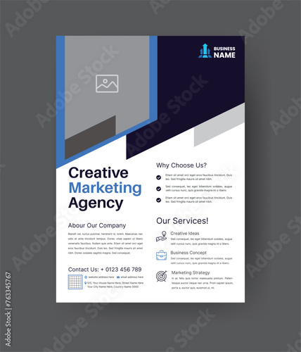 Professional Corporate Business Flayer Design. Marketing Abstract Flyer. Modern One Pager Template