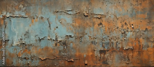 Rusty metal sheet with peeling paint