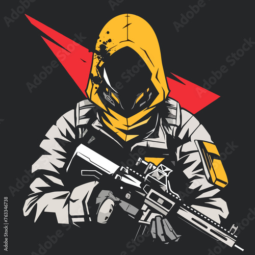 army military with gun and hooded logo
