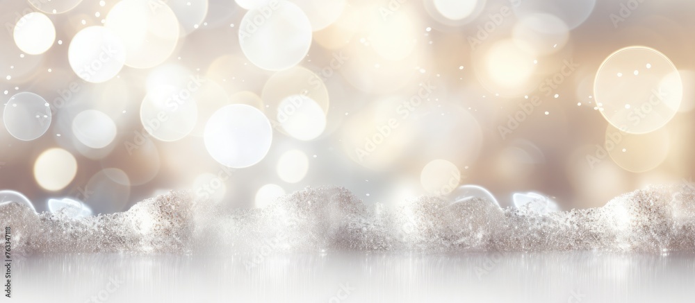 Snow-covered white and silver Christmas background