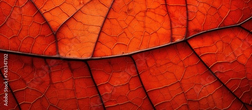 Close-up of red autumn leaf s texture with paint