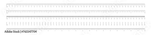 Ruler. Set of rulers. Measuring tool. Ruler scale. Mesh centimeter, inch. Size indicator blocks. Metric centimeter, inch size indicators. Vector photo
