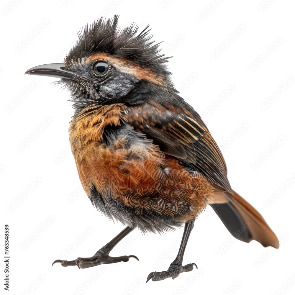 Fototapeta premium Stresemann's bristle front bird on isolated transparent background