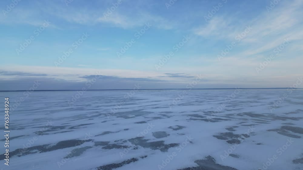 View from a drone. Beautiful view of the river in winter. View from a drone. Beautiful view of the river in winter.
