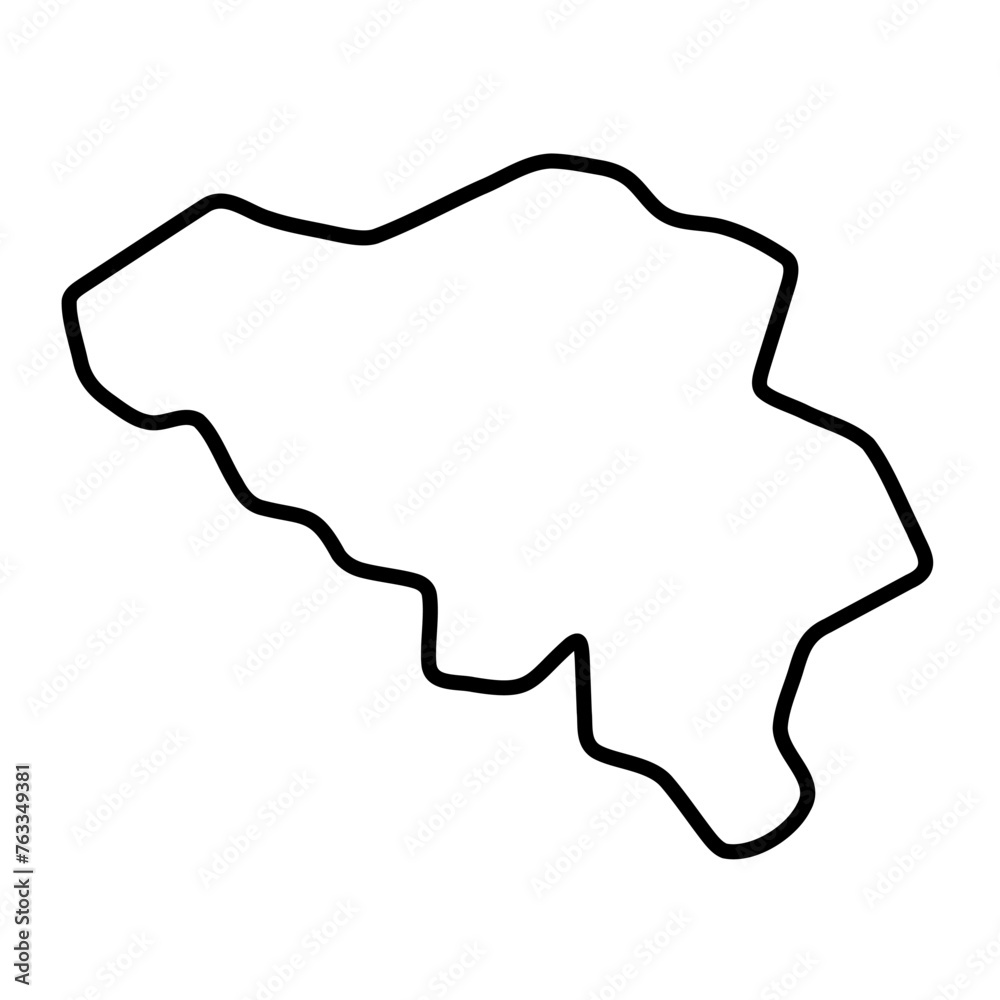Belgium country simplified map. Thick black outline contour. Simple vector icon