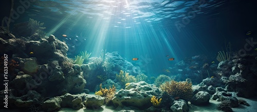 Underwater view of vibrant fish and coral in the sea © Ilgun