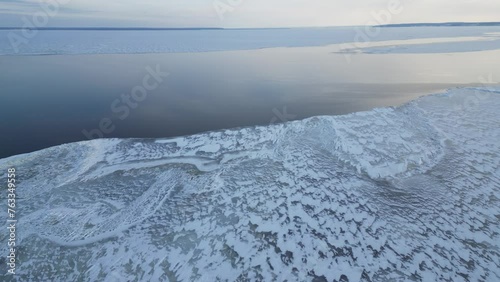 Wallpaper Mural View from a drone. The river was covered with ice. The ice cracked and floated. Torontodigital.ca