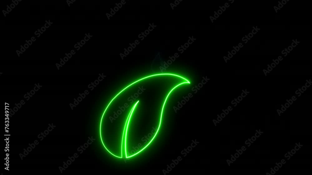 Neon Glowing Water Drop Falling into a Leaf. Agriculture concept modern creative neon design element. Neon Glowing Water Drop Falling into a Leaf. Agriculture concept modern creative neon design element.