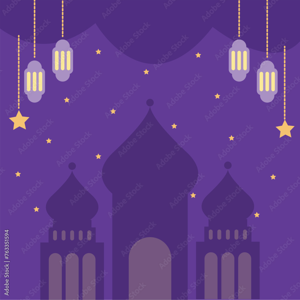 purple Ramadan poster illustration vector purple Ramadan poster illustration vector