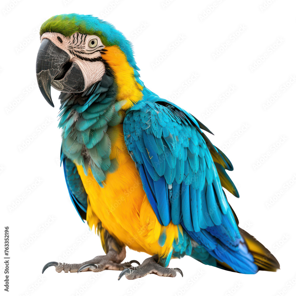 Turquoise parrot on isolated transparent background