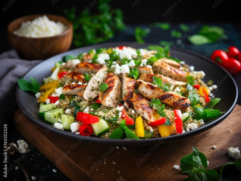Delicious Chicken and Vegetable Salad in a Bowl Delicious Chicken and Vegetable Salad in a Bowl