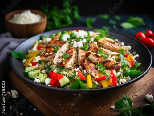 Delicious Chicken and Vegetable Salad in a Bowl