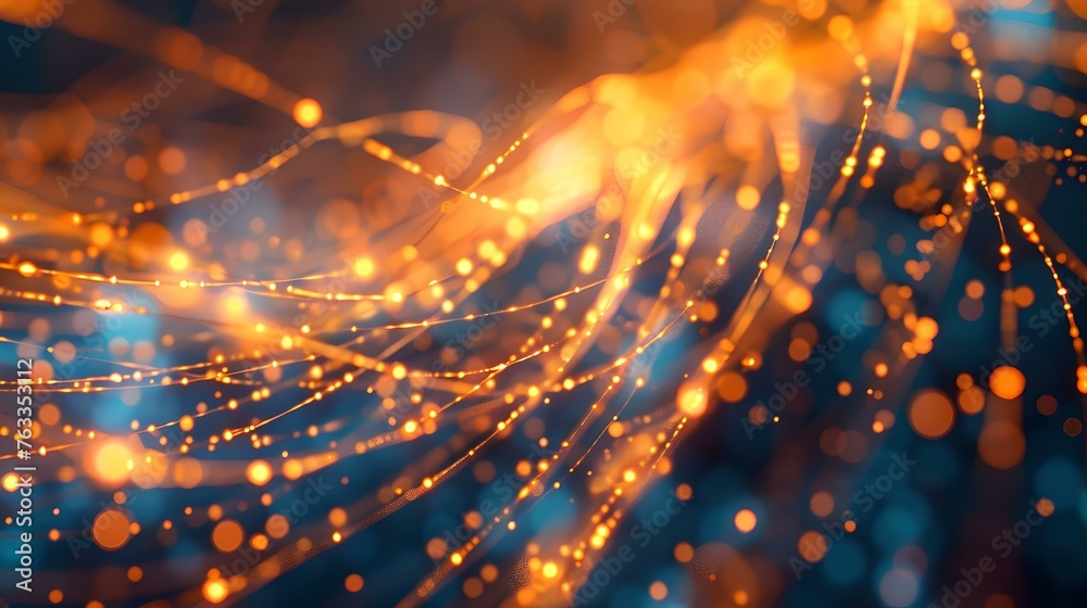 Obraz premium Vibrant abstract network of lights and connectivity, digital artwork illustrating technology. tranquil yet dynamic composition. high-quality background image. AI