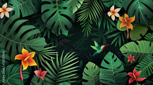 Tropical Elegance: Exquisite Flora and Fauna Wallpaper