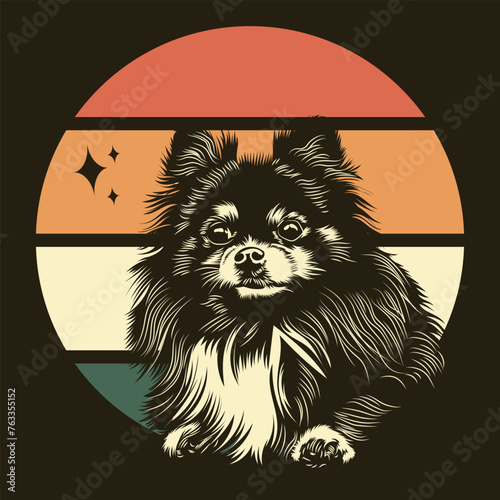 Pomeranian Dog Retro Tshirt Design  Vector Illustration