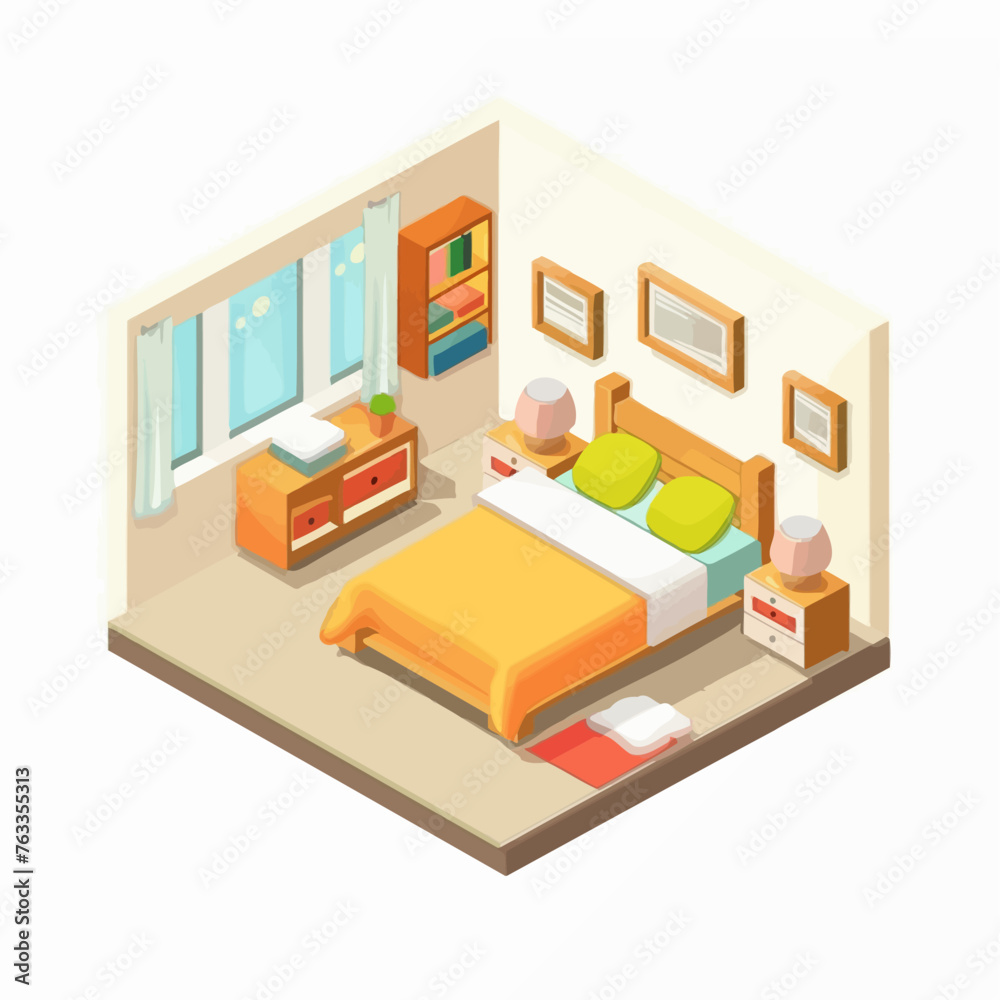 Isometric Bedroom Illustration flat design
