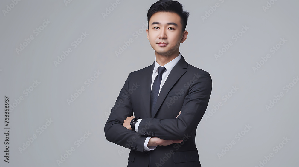 Portrait of a confident young asian businessman standing with arms crossed Portrait of a confident young asian businessman standing with arms crossed
