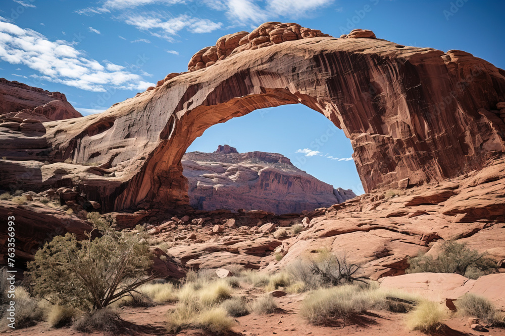 delicate arch in park in desert.